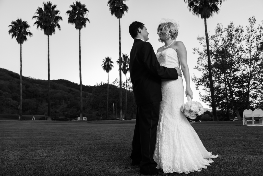 bride and groom bw