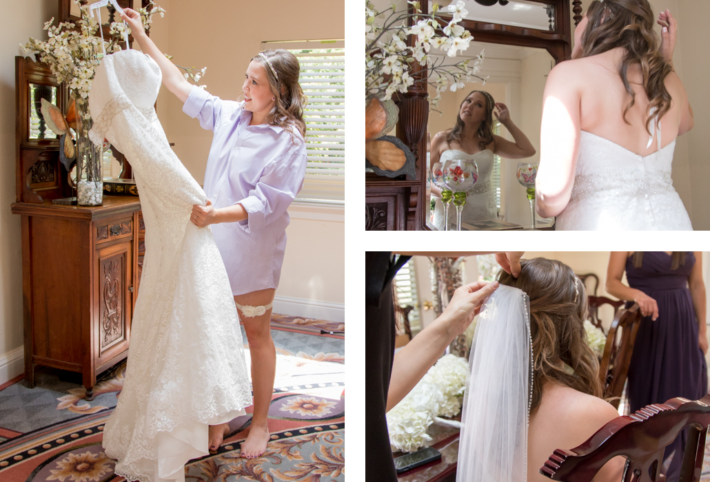 bride getting dressed